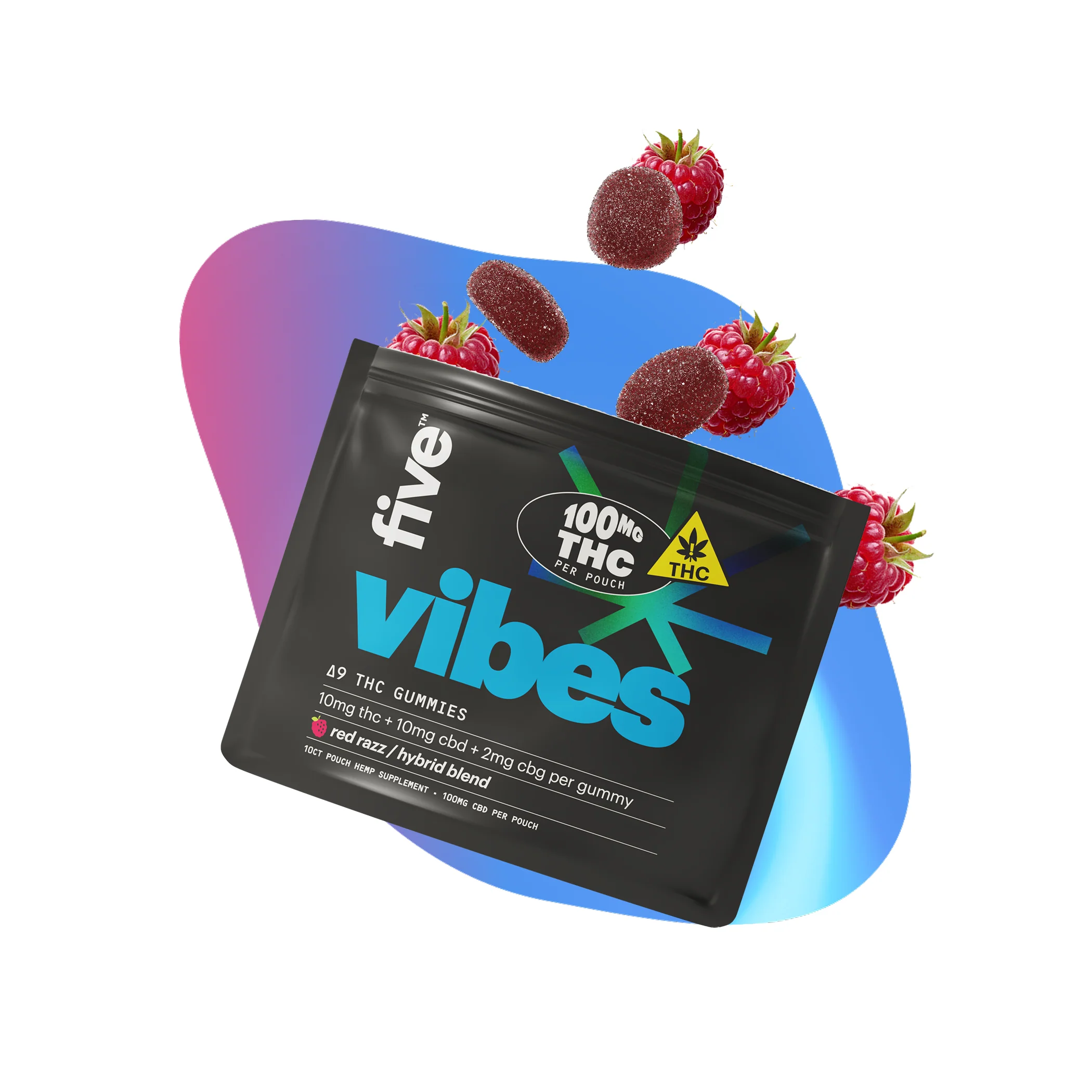10ct hybrid vibes high dose gummies